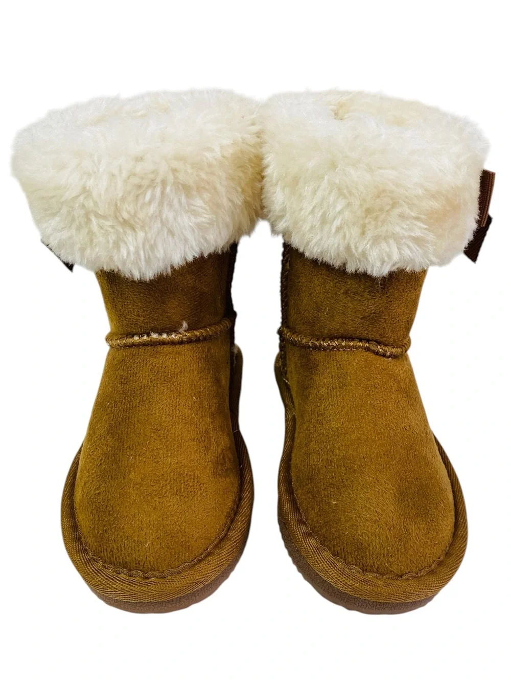 Apres By Lamo Chestnut Suede Sherpa Lined Boots W/Bow Detail Size 8